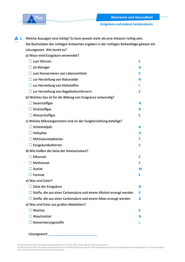 Essigsäure und andere Carbonsäuren