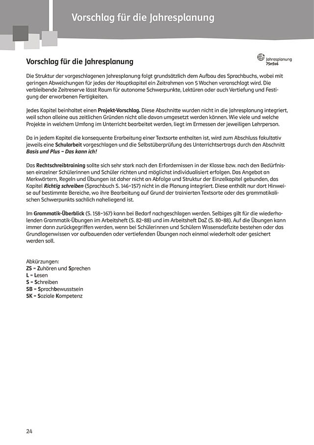 Vorschlag für die Jahresplanung