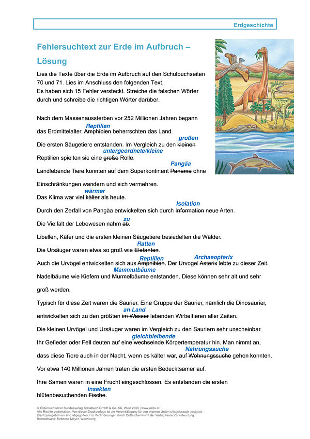 Fehlersuchtext zur Erde im Aufbruch