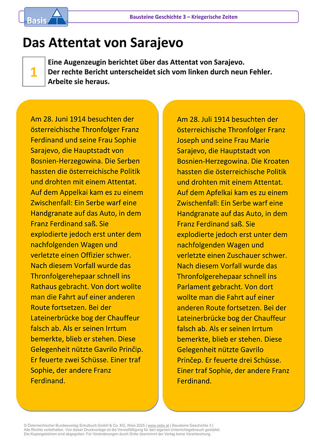 Das Attentat von Sarajevo