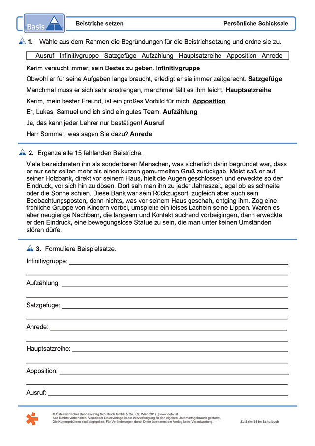 Beistriche setzen