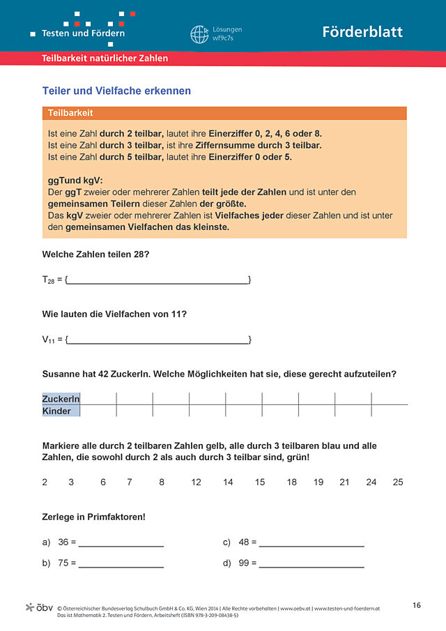 Teiler und Vielfache erkennen