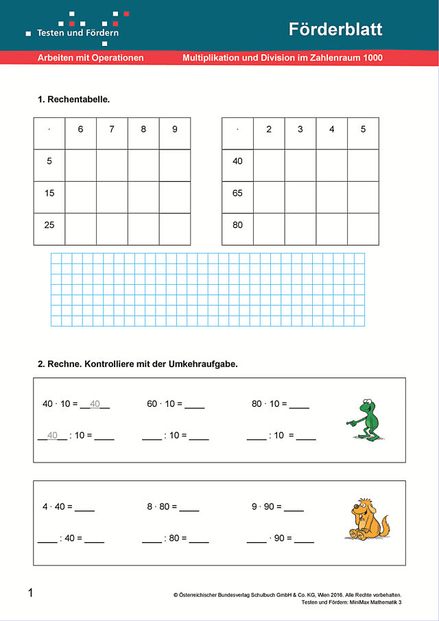 Multiplikation und Divison im Zahlenraum 1000