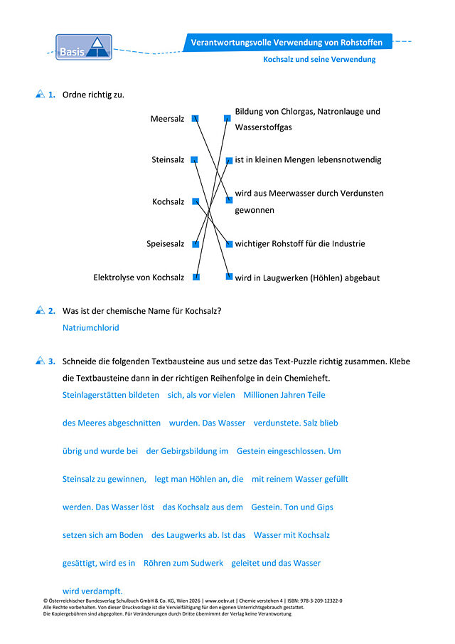 Kochsalz und seine Verwendung