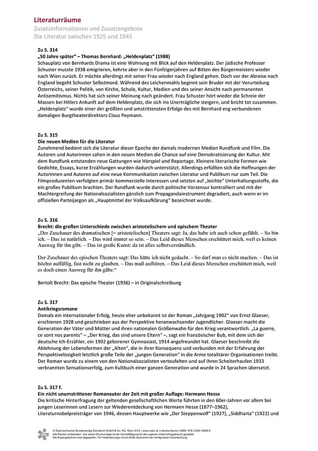 Die Literatur zwischen 1925 und 1945