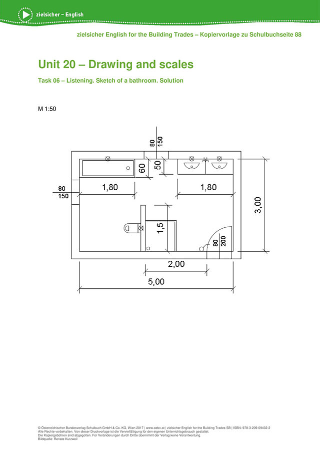 Sketch of a bathroom. Solution