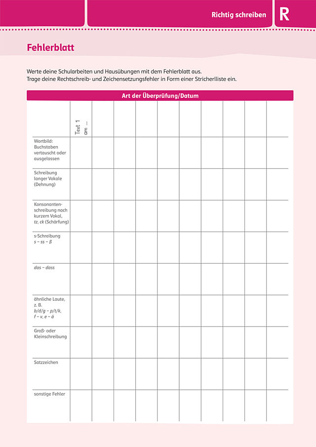 Fehlerblatt
