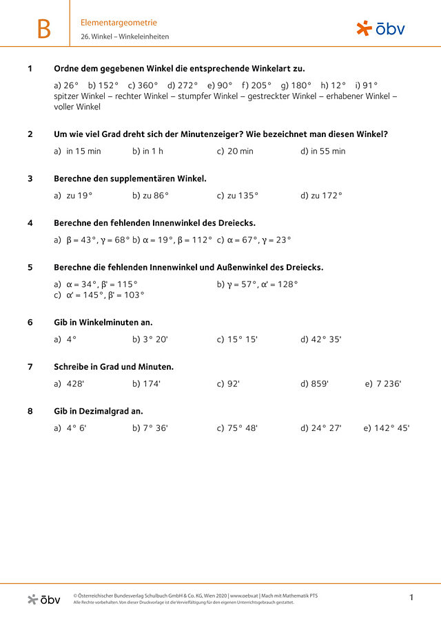 26. Winkel – Winkeleinheiten