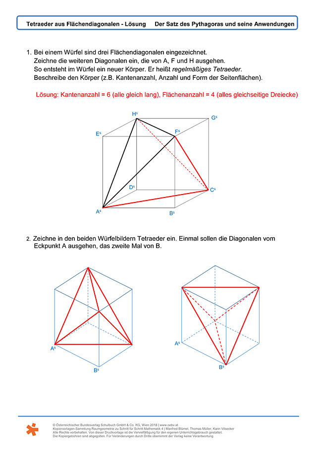 Tetraeder aus Flächendiagonalen