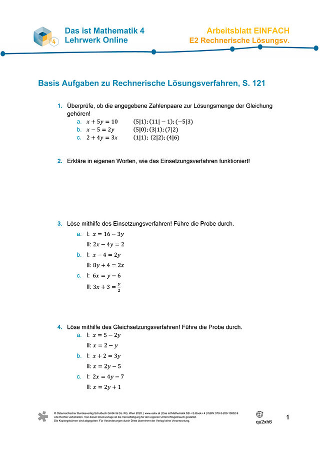 Üben - Rechnerische Lösungsverfahren