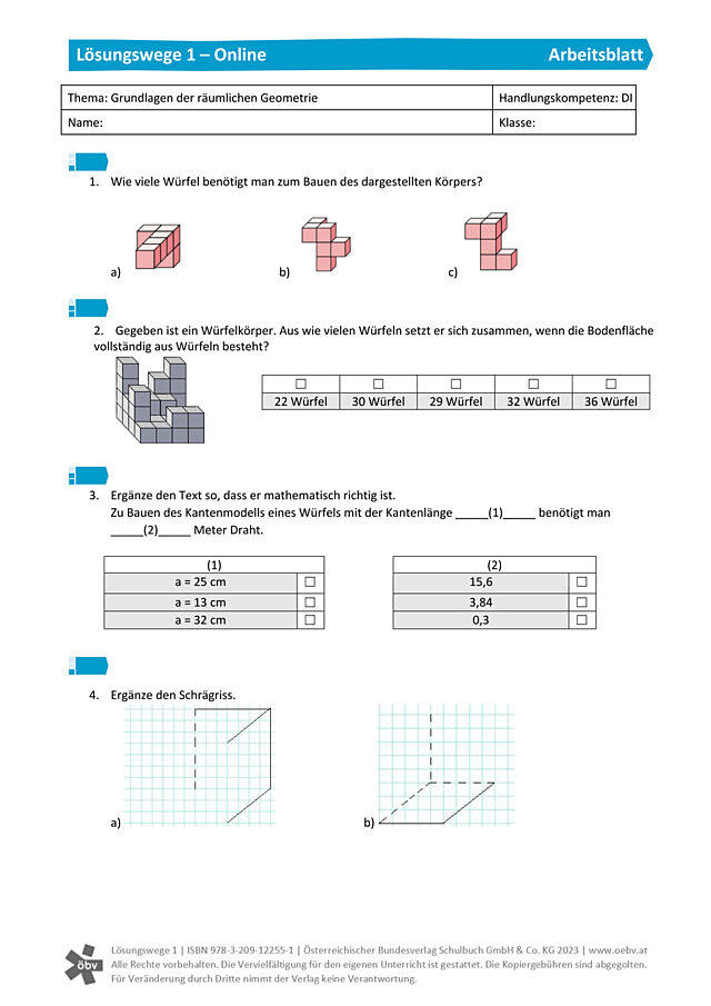 Grundlagen der räumlichen Geometrie 1