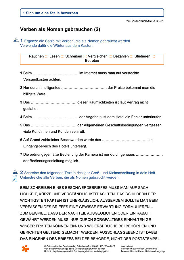 Verben als Nomen gebrauchen (2)