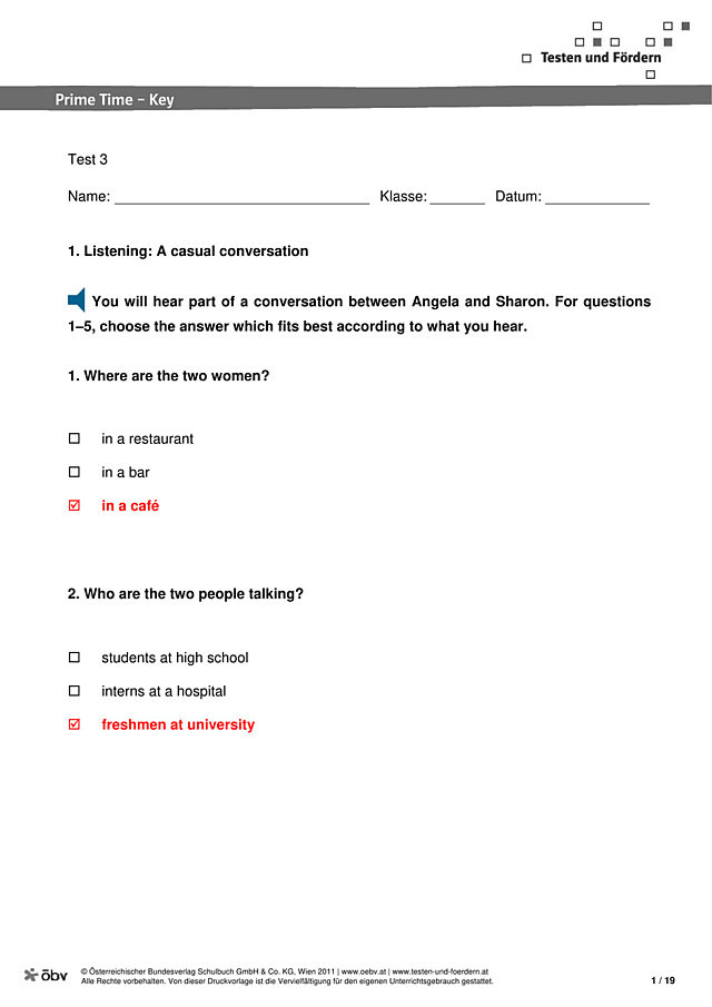 Test 3 Lösungen und GERS-Hinweise