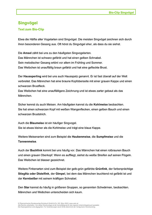 Singvögel