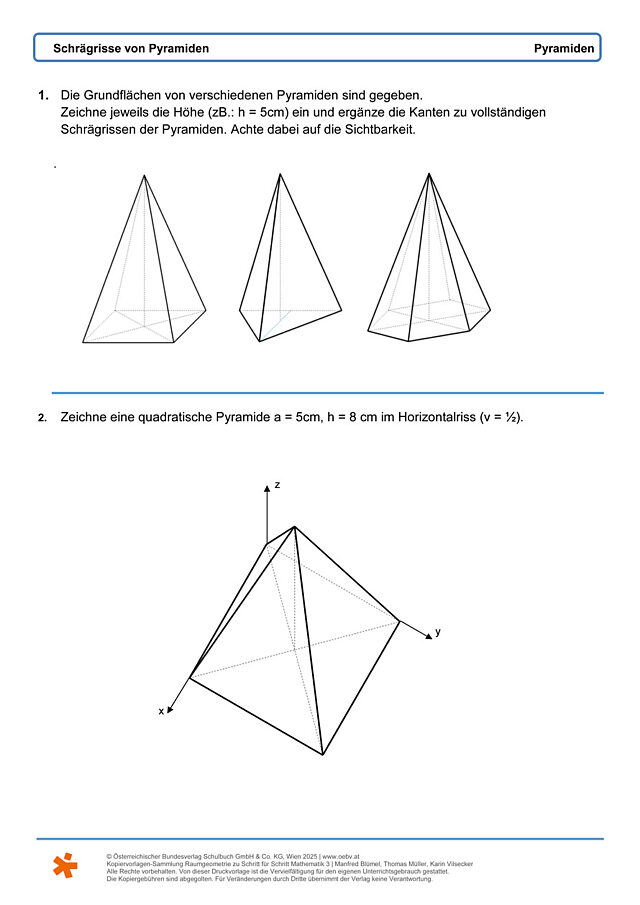 Schrägrisse von Pyramiden