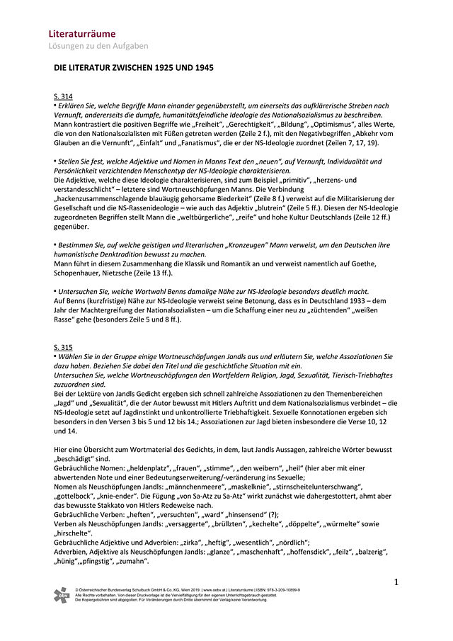 Die Literatur zwischen 1925 und 1945