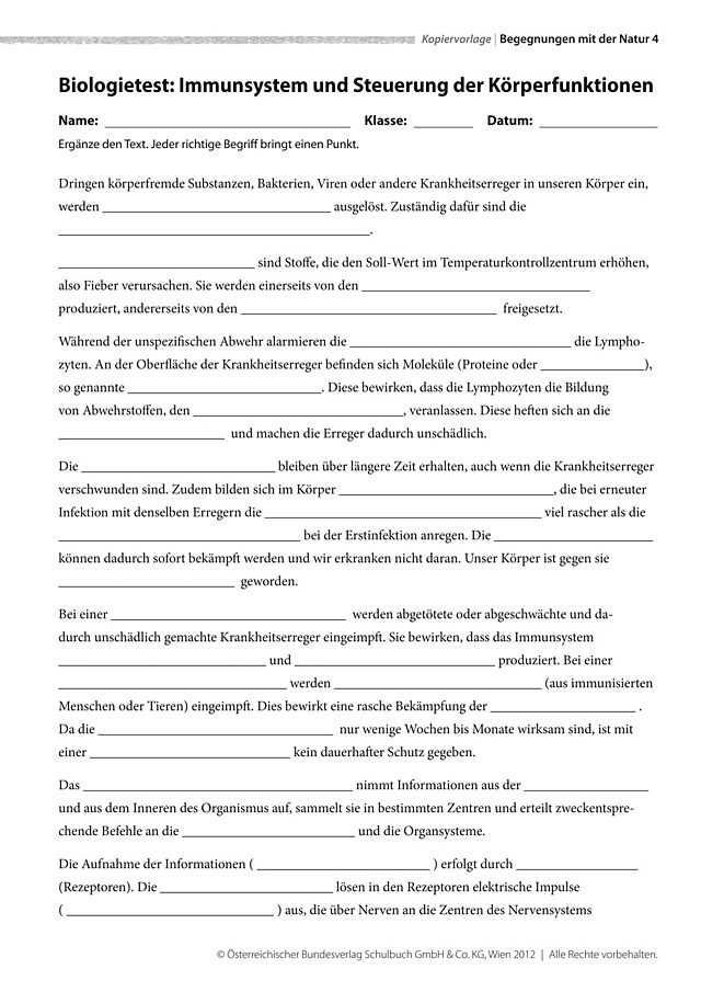 Immunsystem und Steuerung der Körperfunktionen