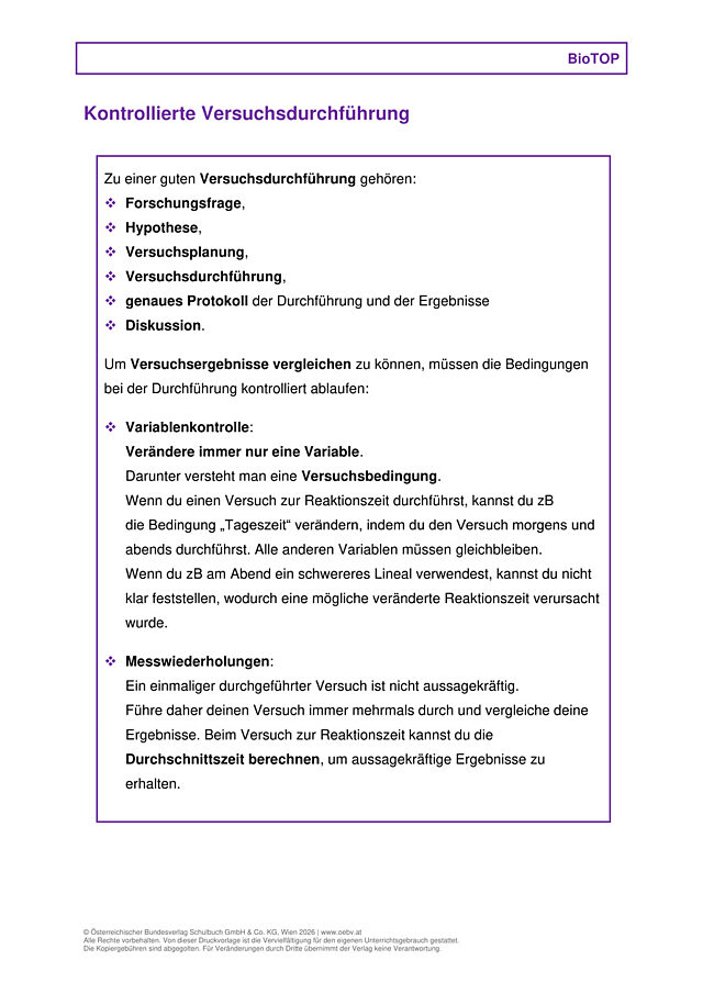kontrollierte Versuchsdurchführung