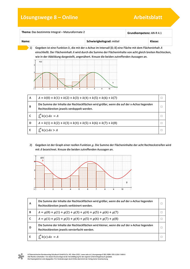 Das bestimmte Integral - Maturaformate 2
