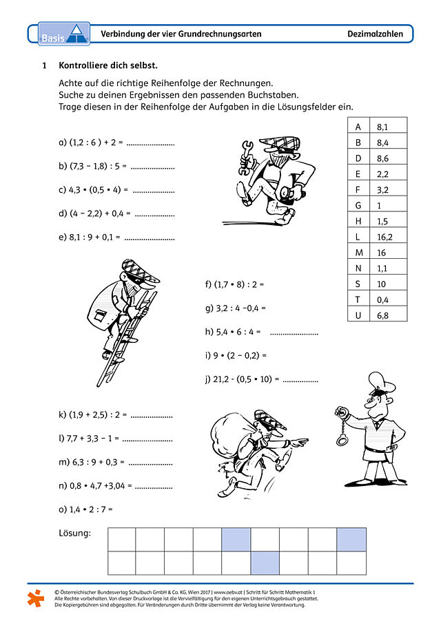 Verbinden der vier Grundrechnungsarten