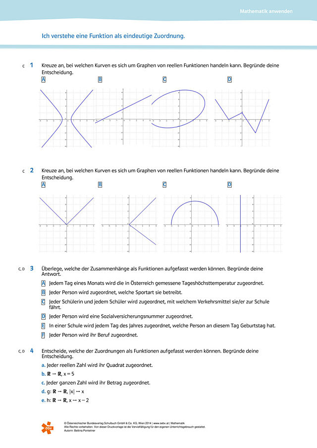 eine Funktion als eindeutige Zuordnung verstehen