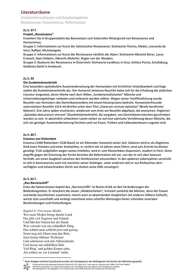 Renaissance, Reformation, Humanismus