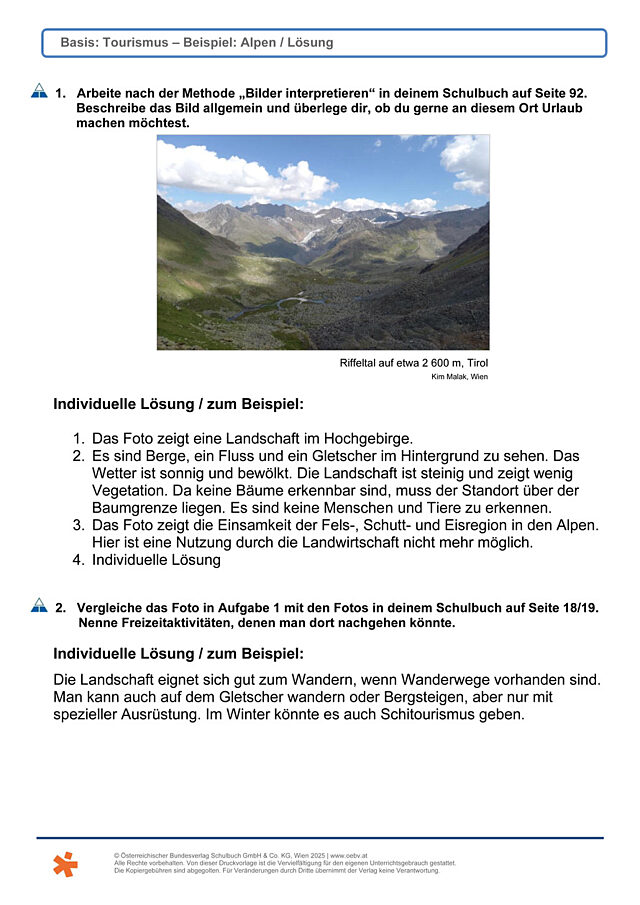 Tourismus - Beispiel Alpen