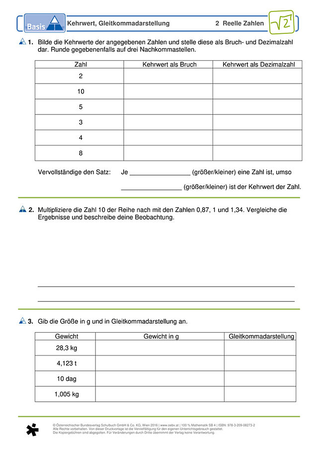 Kehrwert, Gleitkommadarstellung
