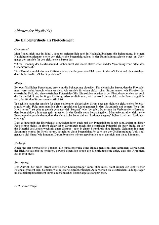 Die Halbleiterdiode als Photoelement