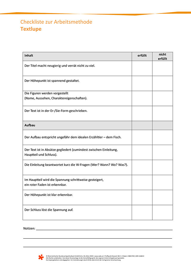 Checkliste Textlupe