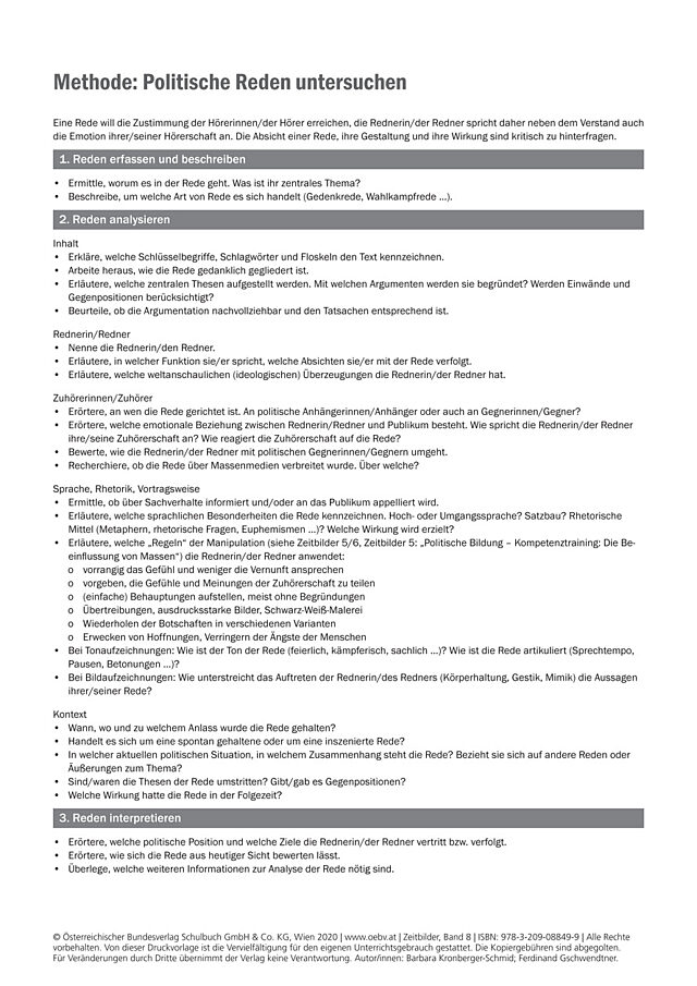 Politische Reden untersuchen