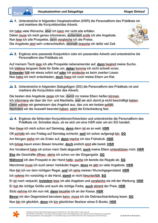 Hauptsatzreihen und Satzgefüge