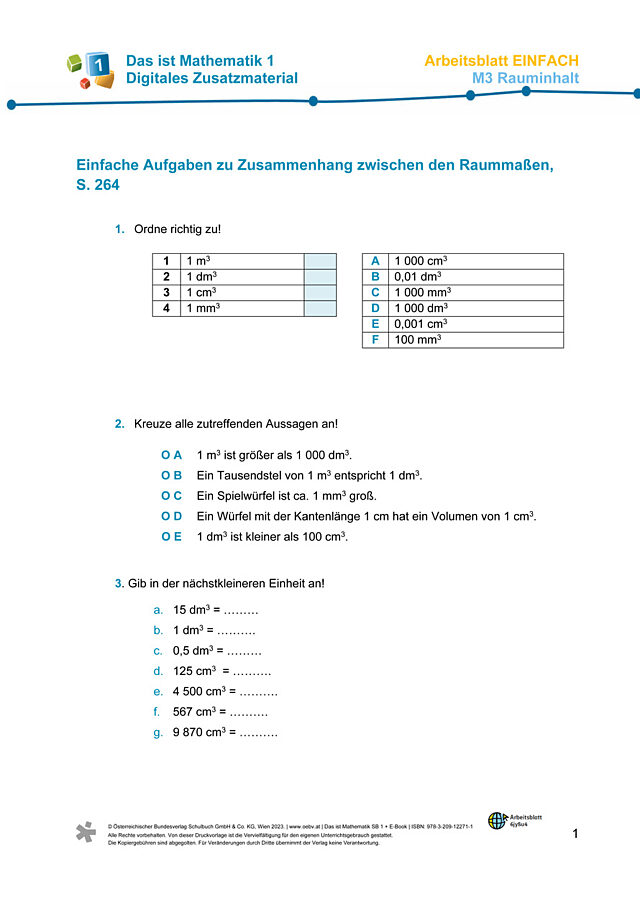 Einfaches AB zu M3 Raummaße