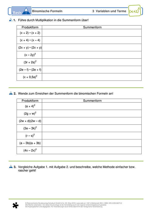 Binomische Formeln