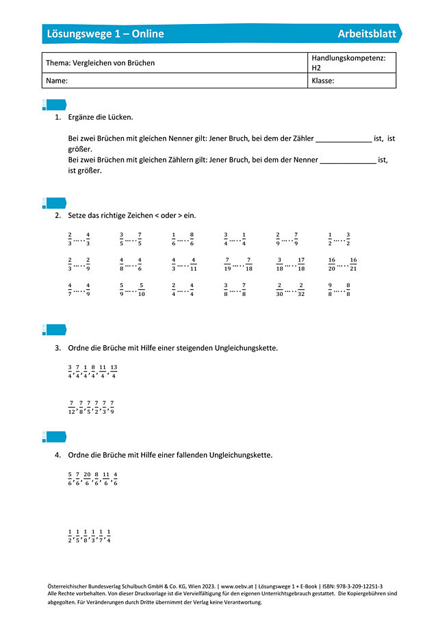 Vergleichen von Brüchen