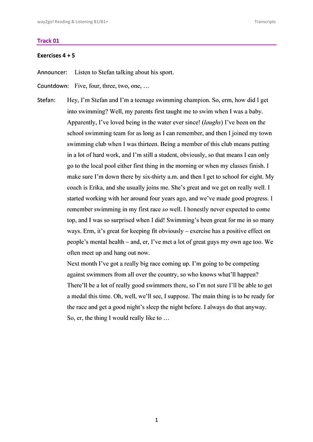 Transcripts B1 Reading & Listening