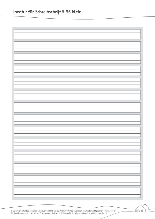 Lineatur für Schreibschrift S-95