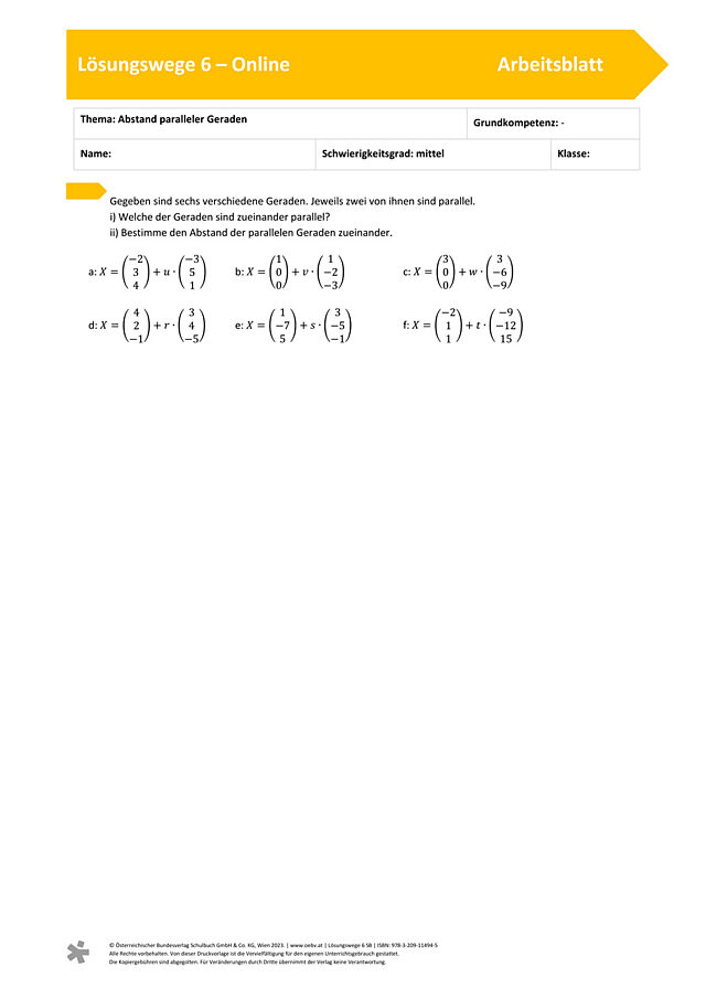 Abstand paralleler Geraden