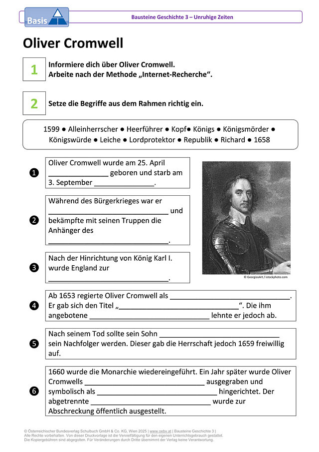 Internet-Recherche: Oliver Cromwell