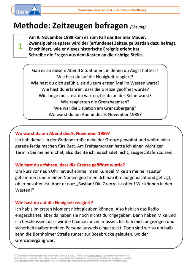 Methode: Zeitzeugen befragen Basis