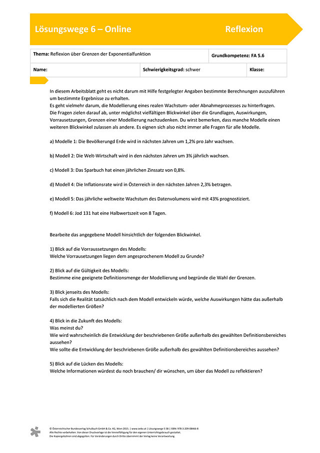 Reflexion Exponentialfunktion