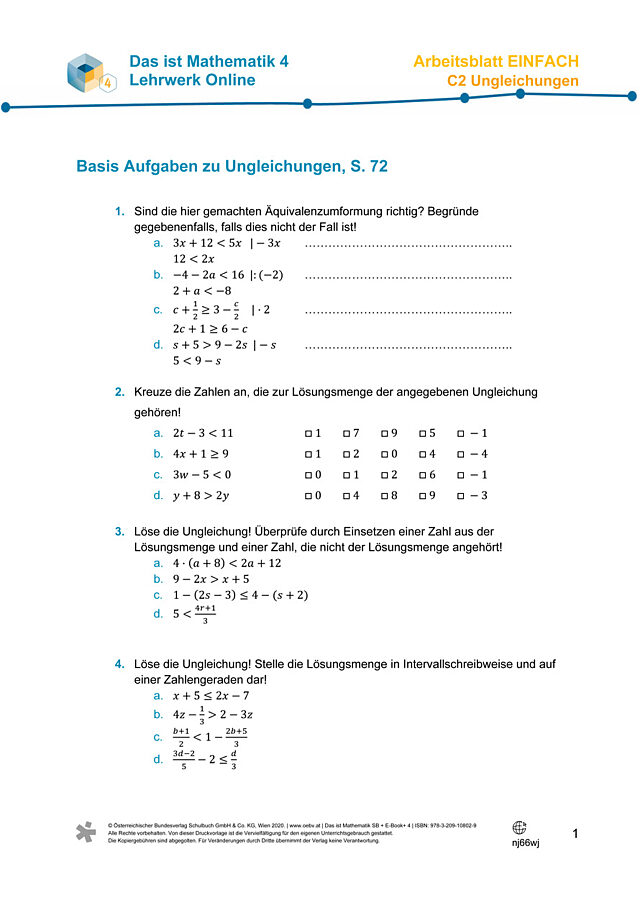Üben - Ungleichungen