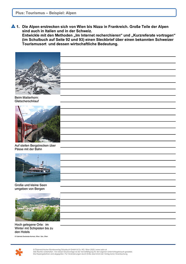 Tourismus - Beispiel Alpen