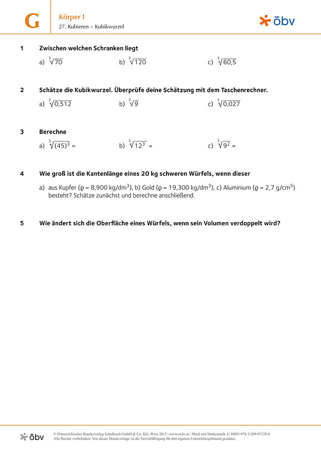 27. Kubieren – Kubikwurzel