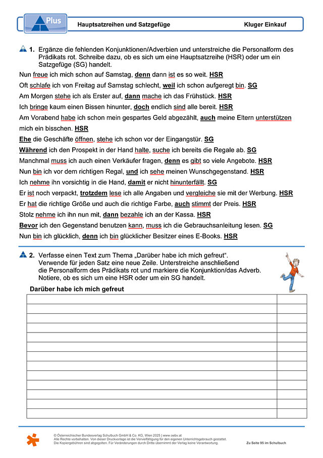 Hauptsatzreihen und Satzgefüge