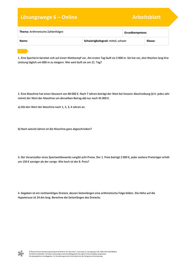 Arithmetische Zahlenfolgen