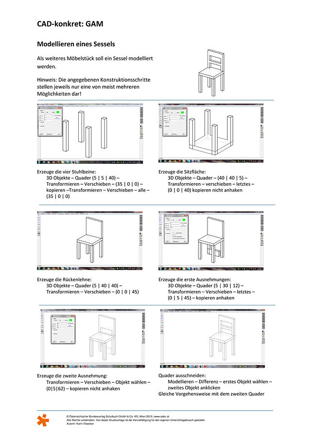 CAD konkret (GAM): Modellieren eines Sessels