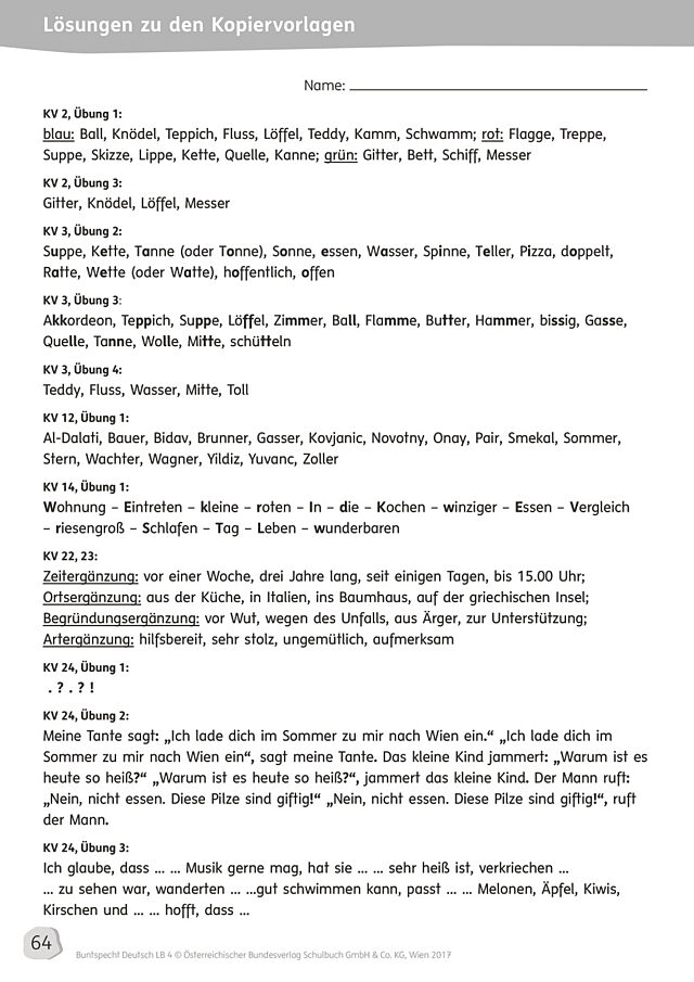 Lösungen zu den Kopiervorlagen