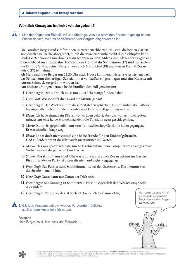 Wörtlich Gesagtes indirekt wiedergeben 3