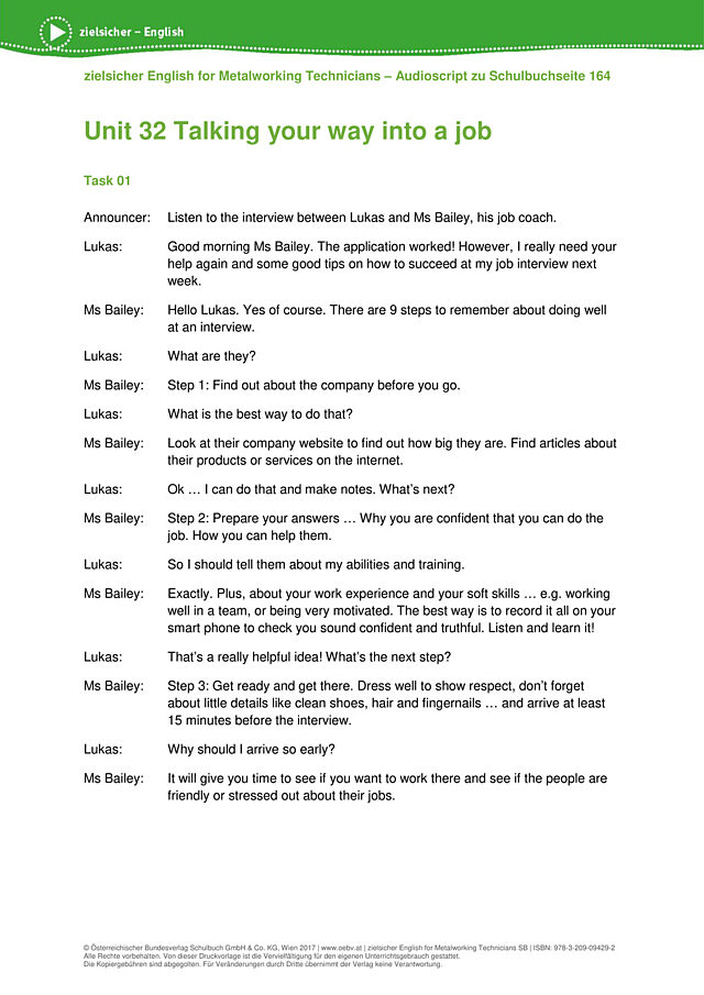 Talking your way into a job